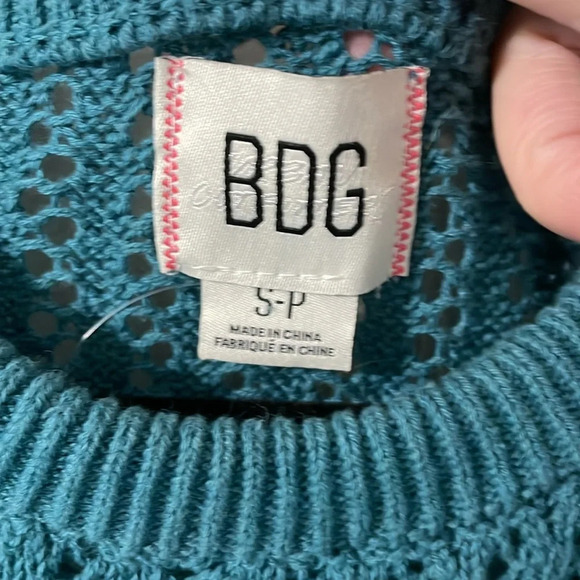 BDG Urban Outfitters Cable Knit 100% Cotton Turquoise Sweater Oversized Small - Picture 2 of 6